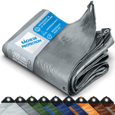Bâche de protection imperméable multifonctionnelle 140 g/m² Argent 1,5 x 6 m