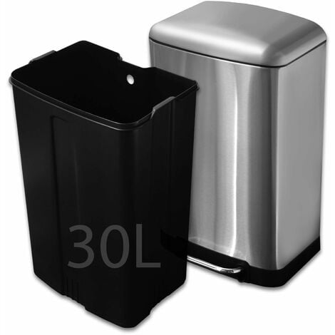 Poubelle automatique argent 30 litres en acier inox