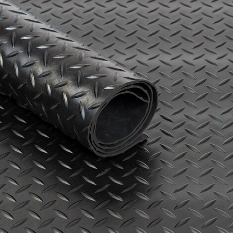 Revêtement de sol en caoutchouc avec structure en plaques quadrillées Coupe 100 x 50 cm - Noir