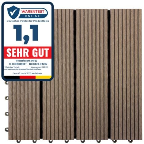 Revêtement de sol pour terrasse WPC Ultra résistant Royal Marron foncé 30 x 30 cm