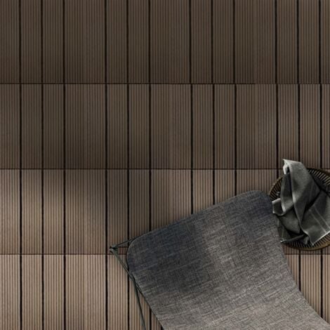 Revêtement de sol pour terrasse WPC Ultra résistant Royal Marron foncé 30 x 30 cm