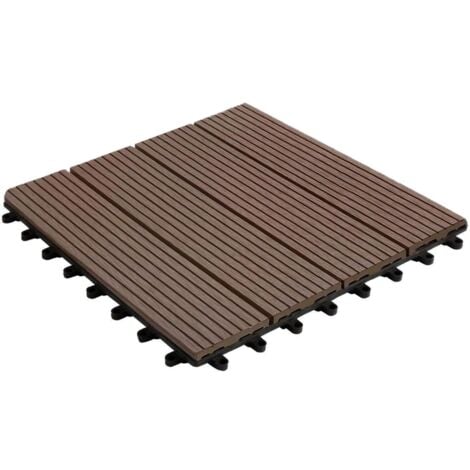 Revêtement de sol pour terrasse WPC Ultra résistant Royal Marron foncé 30 x 30 cm