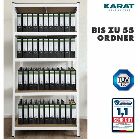 Étagère pour charge lourde Meuble de rangement Grizzly 5 Étages (aggloméré) Blanc 180 x 90 x 60 cm