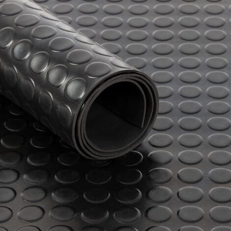ETM – Rouleau en caoutchouc sur mesure 120 x 250 cm – Picots plats – Épaisseur 3 mm – Résistant à l'usure et facile à nettoyer - NOIR 120 X