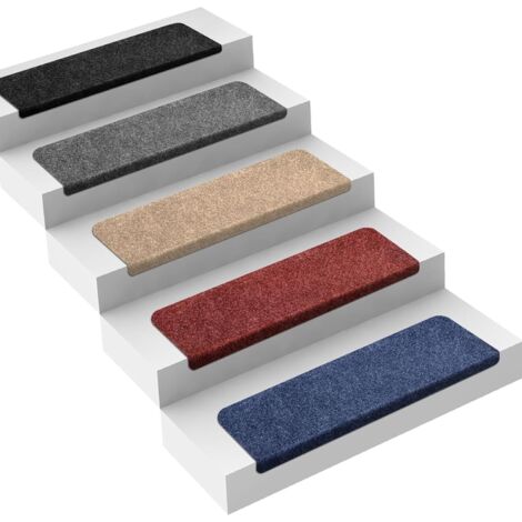 Floordirekt – Tapis d'escalier London gris clair 23,5 x 65 cm – Polypropylène durable – Bords surjetés pour éviter l'effilochage – Fixation adhésive