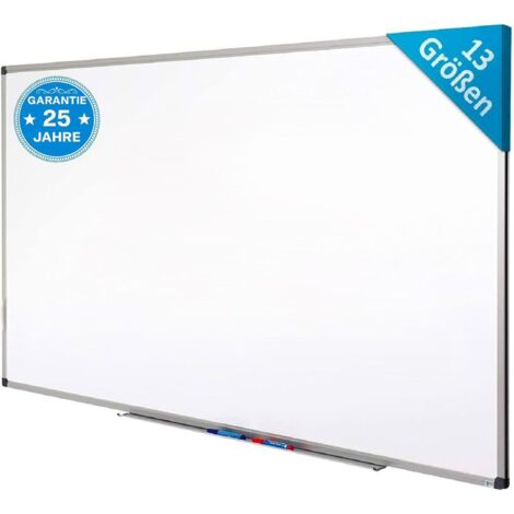 Floordirekt – Tableau blanc premium laqué 60 x 45 cm – Surface magnétique résistante aux rayures – Cadre en aluminium anodisé – Bac de rangement intégré