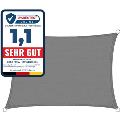 Casa Pura – Voile d'ombrage rectangulaire 3 x 3 m – Hydrofuge en polyester – Résistant aux UV et intempéries – Installation facile avec cordons inclus (1/5)