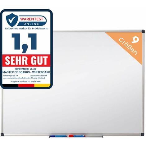 Tableau blanc magnétique avec vernis de protection, 110 x 80 cm