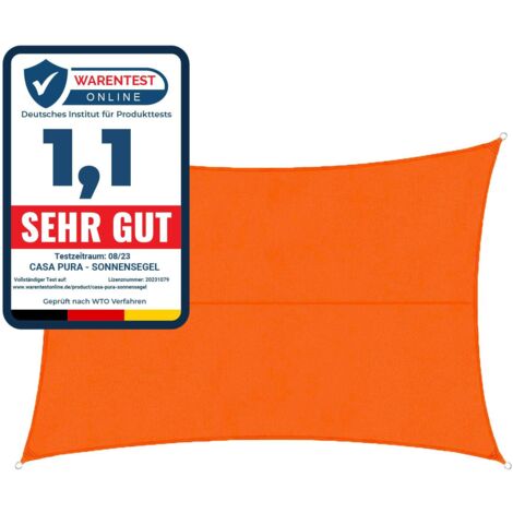 Casa Pura – Voile d'ombrage rectangulaire 5 x 7 m – Hydrofuge en polyester 160 g/m² – Protection contre UV et pluie légère – Corde de fixation incluse (1/5)