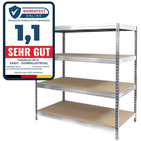 Mammut – Étagère pour charge lourde 4 étagères 200 x 180 x 60 cm – Charge max 1600 kg – Tôle d'acier galvanisé – Système modulable