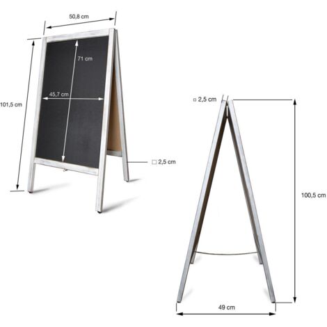 VAIIGO Chevalet Publicitaire Extérieur 85x43 Cm – Tableau à Craie Magnétique Double Face – Panneau Trottoir Bois Vintage Pour Magasin, Café, Restaurant, Événements