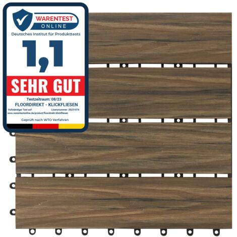 Revêtement de sol pour terrasse WPC Ultra résistant Classique Couleur mélange du bois de Teck 30 x 30 cm