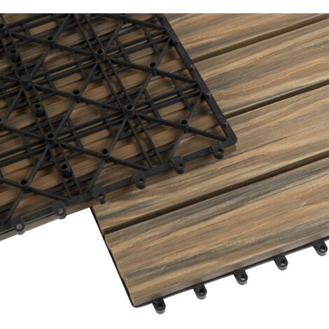Revêtement de sol pour terrasse WPC Ultra résistant Classique Couleur mélange du bois de Teck 30 x 30 cm
