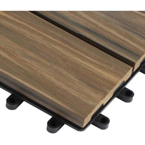 Revêtement de sol pour terrasse WPC Ultra résistant Classique Couleur mélange du bois de Teck 30 x 30 cm