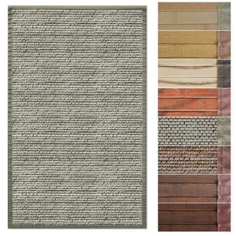Tapis en bambou avec bord en tissu  Design naturel 160 x 230 cm, panda naturel