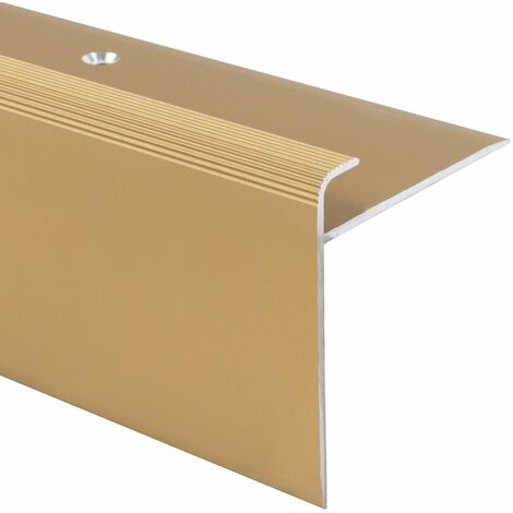Casa Pura – Seuil d'escalier en aluminium anodisé or élégant 100 cm – Nez de marche en forme de F – Compatible avec tous types d'escaliers