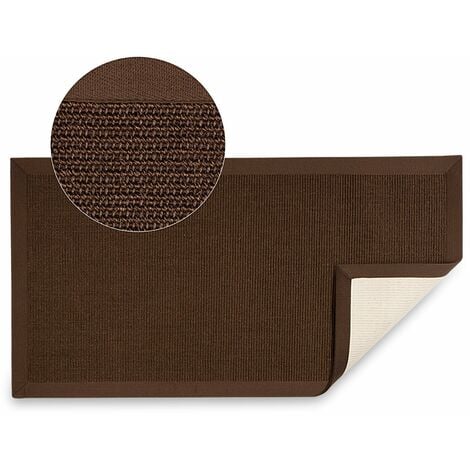 Tapis Sisal Amazonas Marron foncé Avec bordure 70 x 130 cm