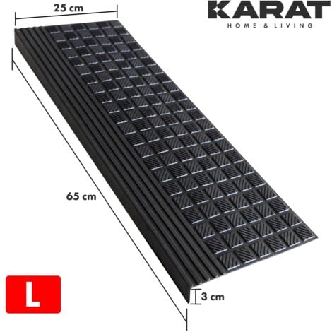 Marche d'escalier en caoutchouc pour usage extérieur Modèle : Diamond 1 Pièce, 25 x 65 cm