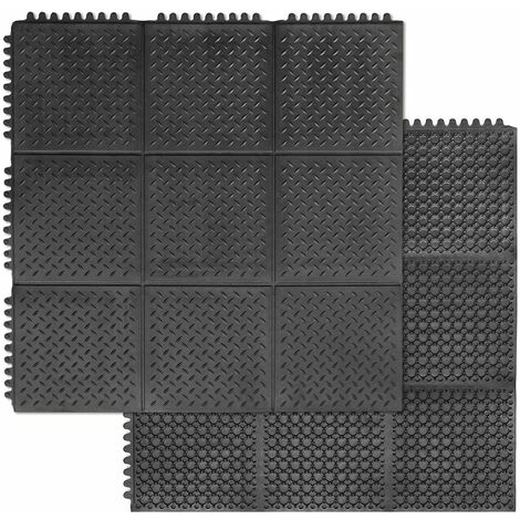 Tapis Caoutchouc TPE Antidérapant 3 Mm - Surface Type Tôle Ondulée, Dos à Motifs, 70 X 100 Cm, Noir | Pour Sol Garage, Atelier, Coffre Voiture
