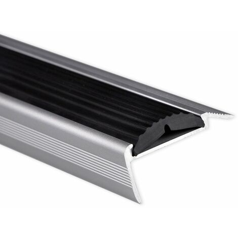 Seuil d'escalier Avec simple caoutchouc Power Grip Longueur: 134 cm Pré-percé Noir