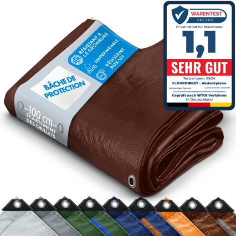 Bâche de protection imperméable multifonctionnelle 140 g/m² Marron 2 x 3 m (1/5)