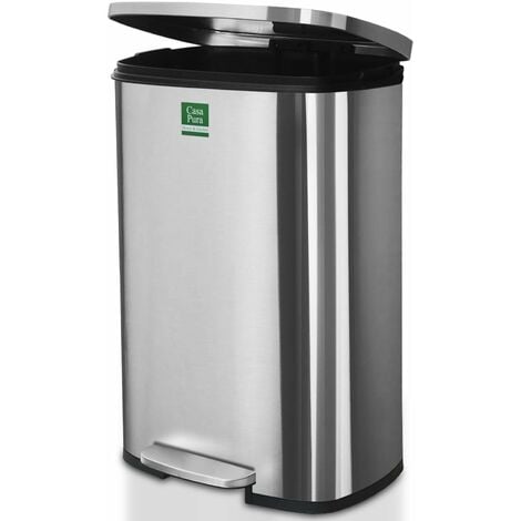 Poubelle de cuisine Dustin en acier inoxydable, système de tri des déchets, Poubelle à pédale avec poignée de transport, 50 Litres