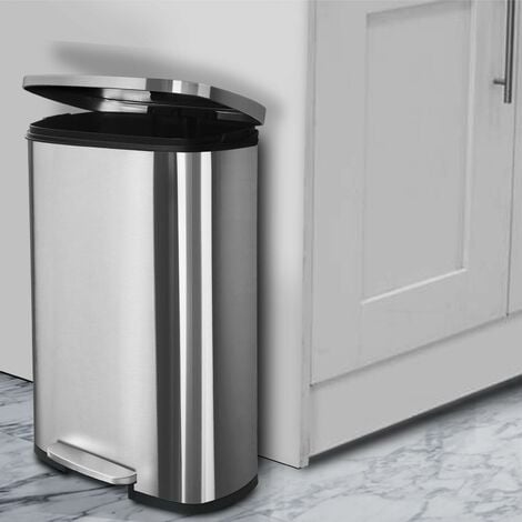 Poubelle de cuisine Dustin en acier inoxydable, système de tri des déchets, Poubelle à pédale avec poignée de transport, 50 Litres