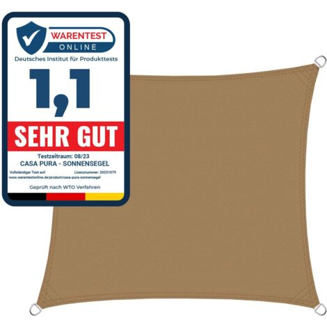 Casa Pura – Voile d'ombrage respirant 3 x 5 m – Polyester 160 g/m² – Résistant aux UV et à l'eau – Installation facile avec cordons inclus (1/5)