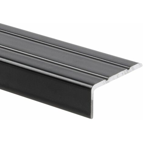 Karat – Seuil de nez de marche en aluminium noir 100 cm – Dimensions 24,5 x 10 mm – Montage pré-percé ou autocollant – Pour finitions soignées