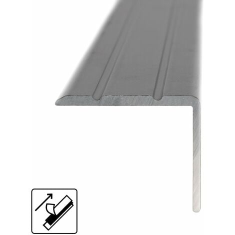 Seuil de nez de marche Aluminium Noir 24,5 x 20 mm Montage avec ou sans perçage