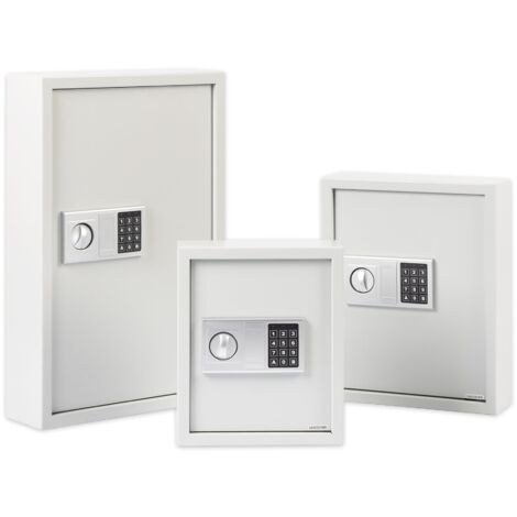 Floordirekt – Coffre-fort à clés en acier avec serrure électronique – Pour 133 clés – Dimensions 36 x 12 x 45 cm – Barres à crochets numérotées incluses (1/5)