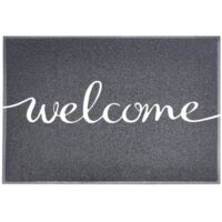 Tapis de Porte Paillasson Spaghetti, Welcome - Gris, 50 x 80 cm