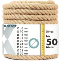 Karat – Corde en jute torsadée 30 mm – Longueur 20 m – Résistante à l'eau – Charge maximale 597 kg – Pour sport et bricolage
