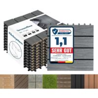 Karat – Dalles de terrasse WPC Classic gris 30 x 30 cm – Lot de 11 pièces – Système de clic pour installation rapide – Résistantes aux intempéries