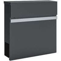 Boîte aux lettres Gaston Boîte aux lettres murale moderne avec compartiment pour les journaux & porte-nom en acier inoxydable, anthracite