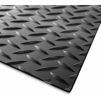Revêtement de sol en caoutchouc avec structure en plaques quadrillées Coupe 100 x 50 cm - Noir