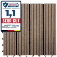 Floordirekt – Dalle WPC marron foncé 30 x 30 cm – Système de clic – Résistante aux intempéries – Fonction de drainage intégrée