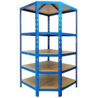 Mammut – Étagère d'angle charge lourde 5 étagères – Dimensions 180 x 90 x 42 cm – Charge max 875 kg – Tôle d'acier – Pour espaces confinés