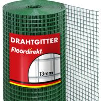 Floordirekt – Grillage rouleau soudé 100 cm x 5 m – Tissage carré – Maillage 12,7 mm – Fil PVC vert pour volière et enclos animaux