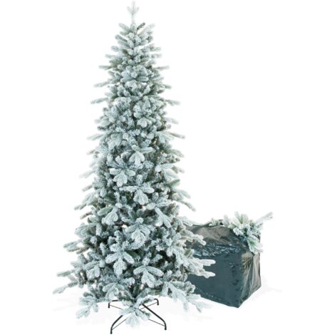 BOP Albero di Natale innevato Slim in PE Real Touch e PVC Borsa Omaggio, Gaia 210 cm
