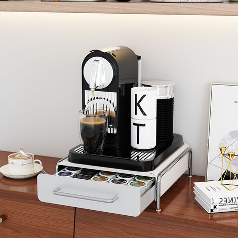 Kaffee StnderKapselschublade Kaffeekapsel Box Kapselspender Schubladenbox  zur Aufbewahrung von Kaffeekapseln, Teebeuteln Kapselstnder fr 36  Kaffeepads 30.5 x 31.5 x 10cm Weiss