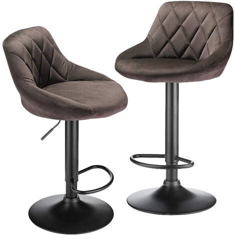 Ya-Home Barhocker 2er Set Mit Lehne - Höhenverstellbare Küchenhocker | Samtbezug & Metallgestell