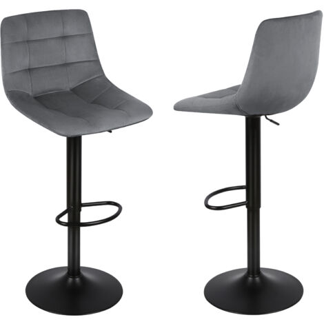 2er Set Barhocker,Barstuhl Design Hocker,Drehbar, aus Samt mit Metallbeinen,Küchenstuhl,dunkelgrau (1/5)
