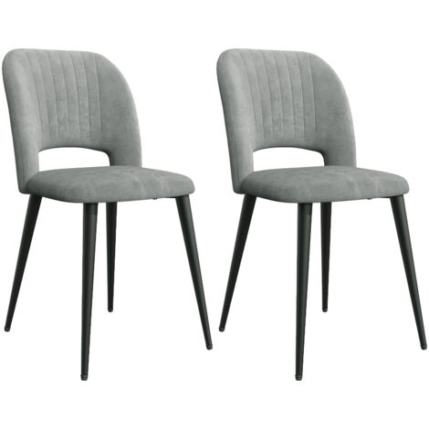 Haloyo® 2er-Set Esszimmerstühle aus Samt, elegantes Design mit vertikal gemusterter, durchbrochener Rückenlehne, Komfort und Stil für Ihren Esstisch, 48 x 45 x 85 cm, Dunkelgrau (1/5)