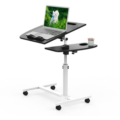 Haloyo® Bewegbarer Schreibtisch, Computer-Schreibtisch mit Rollen, Computer-Arbeitstisch, Schreibtisch für Heim und Studium, Maße: 60x40x61-95cm, schwarz