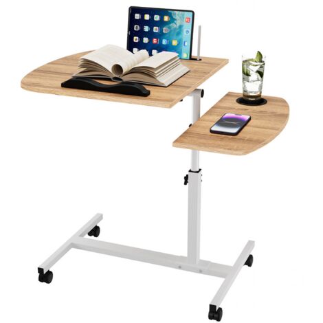 Haloyo® Bewegbarer Schreibtisch, Computer-Schreibtisch mit Rollen, Computer-Arbeitstisch, Schreibtisch für Heim und Studium, Maße: 60x40x61-95cm, Holzfarbe