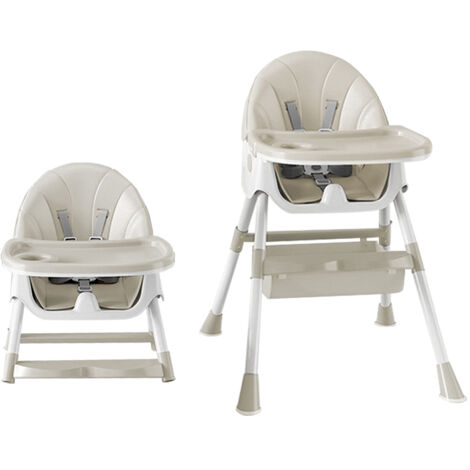 4 in 1 Faltbare Kinderstuhl Babystühle mit Universalrädern höhenverstellbare Hochstühle von 6 Monaten bis 3 Jahren Cremefarben