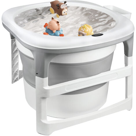 Baby Badewanne mit Temperaturanzeige für Neugeborene bis 2 Jahre 77x75x67cm grau