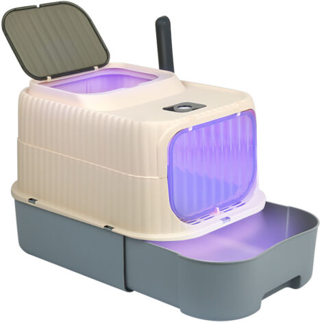 UV-sterilisierte Katzentoilette, selbstreinigende Katzentoilette, 37 x 49 x 37 cm, grau