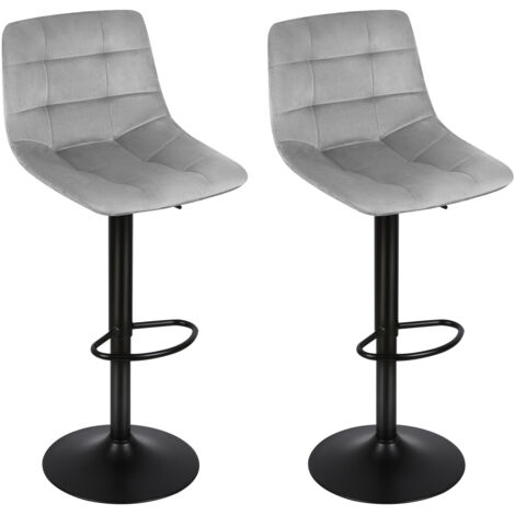 Haloyo® 2er-Set Barhocker, Hochstühle, höhenverstellbar, Metallgestell, drehbar, hellgrau (1/5)